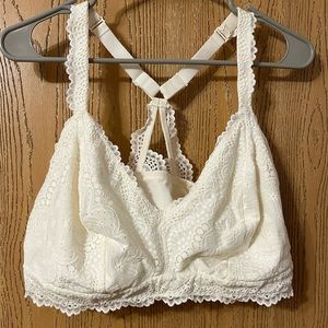 Auden 2X Cream White Lace Plus Bralette DDD High Support Adjustable Straps